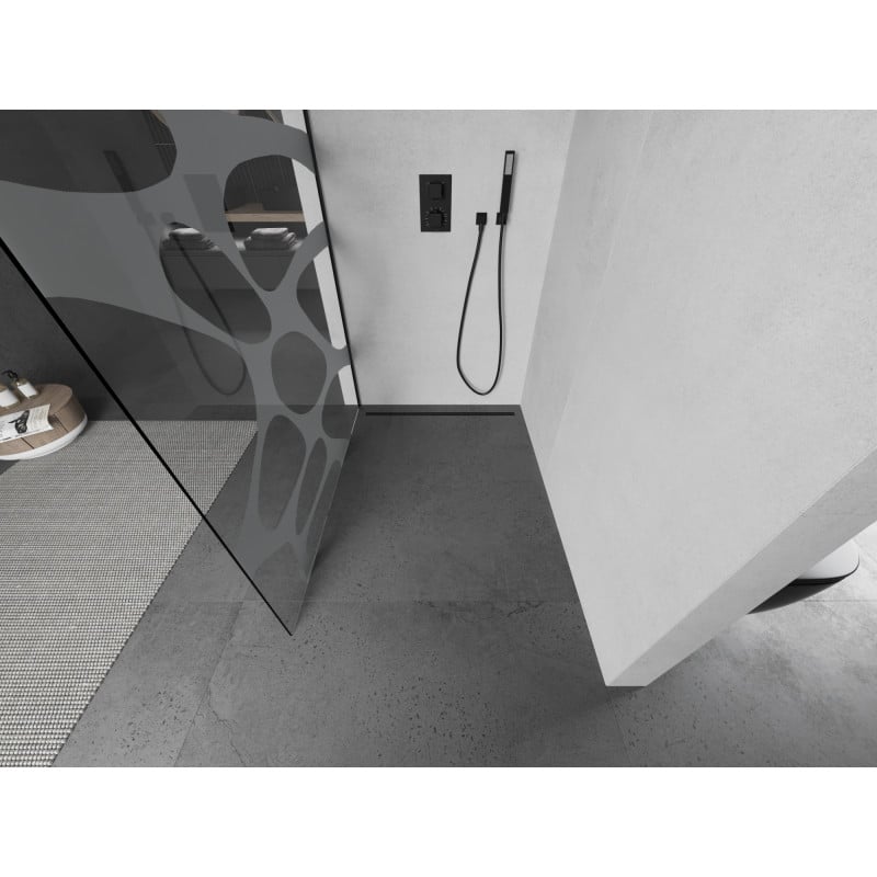Mexen Kioto ścianka prysznicowa Walk-in 70 x 200 cm, biała fala 8 mm, czarna - 800-070-101-70-97