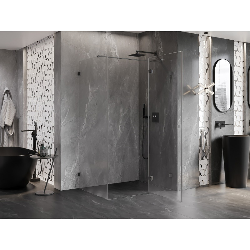 Mexen Lunar T kabina prysznicowa uchylna prawa 130 x 90 cm, transparent, gun gray szczotkowany - 834T-130-090-66-00-P