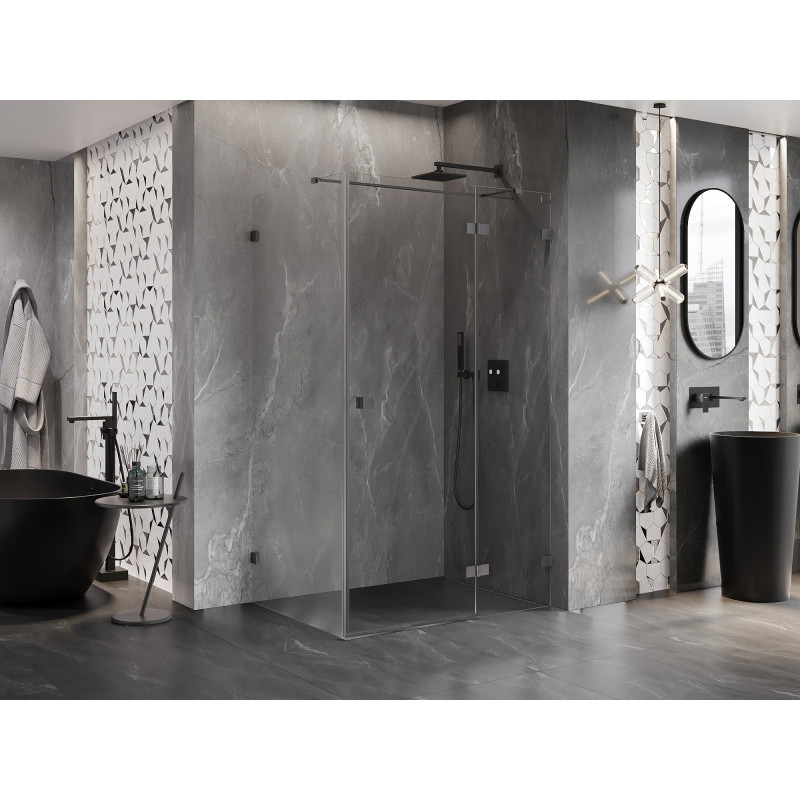 Mexen Lunar T kabina prysznicowa uchylna prawa 130 x 90 cm, transparent, gun gray szczotkowany - 834T-130-090-66-00-P