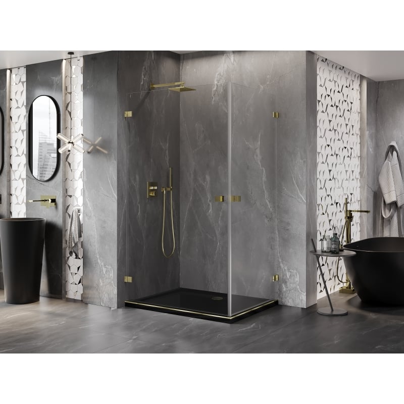 Mexen Lunar-B Duo kabina prysznicowa uchylna 95 x 70 cm, transparent, złota - 832-095L-070P-50-00