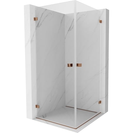 Mexen Lunar-B Duo kabina prysznicowa uchylna 90 x 90 cm, transparent, różowe złoto - 832-090L-090P-60-00