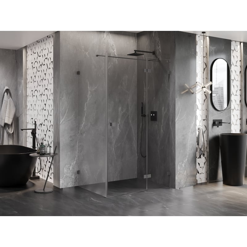 Mexen Lunar T kabina prysznicowa uchylna prawa 140 x 80 cm, transparent, gun metal - 834T-140-080-95-00-P
