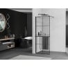 Mexen Kioto+ ścianka prysznicowa z półką Walk-in 80 x 200 cm, czarna kratka, czarna - 800-080-121-70-77