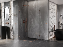 Mexen Lunar-B Duo kabina prysznicowa uchylna 70 x 70 cm, transparent, miedź szczotkowana - 832-070L-070P-65-00