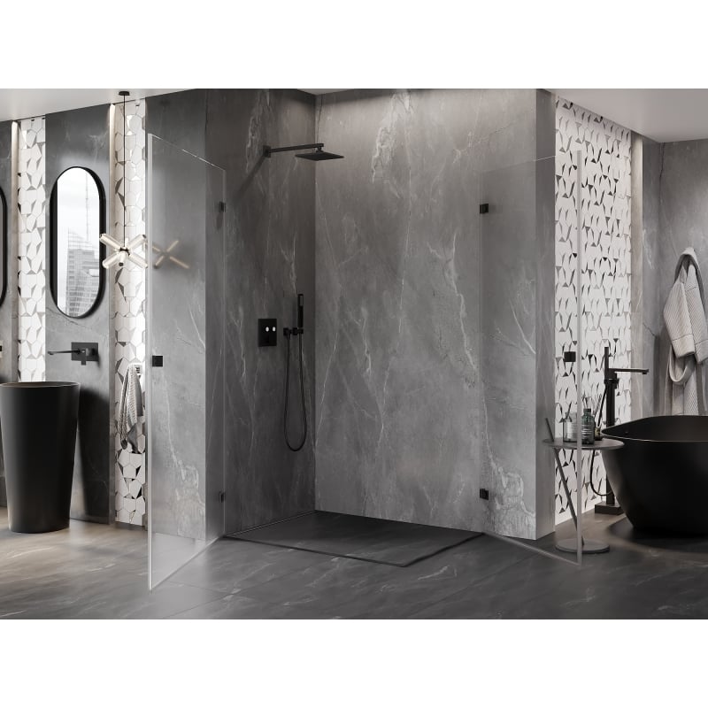 Mexen Lunar-B Duo kabina prysznicowa uchylna 100 x 70 cm, transparent, czarna - 832-100L-070P-70-00