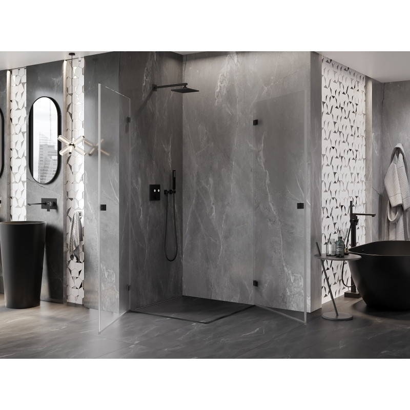 Mexen Lunar-B Duo kabina prysznicowa uchylna 80 x 80 cm, transparent, czarna - 832-080L-080P-70-00