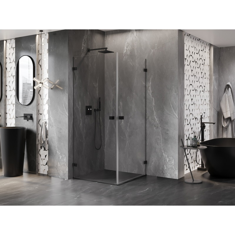 Mexen Lunar-B Duo kabina prysznicowa uchylna 80 x 80 cm, transparent, czarna - 832-080L-080P-70-00
