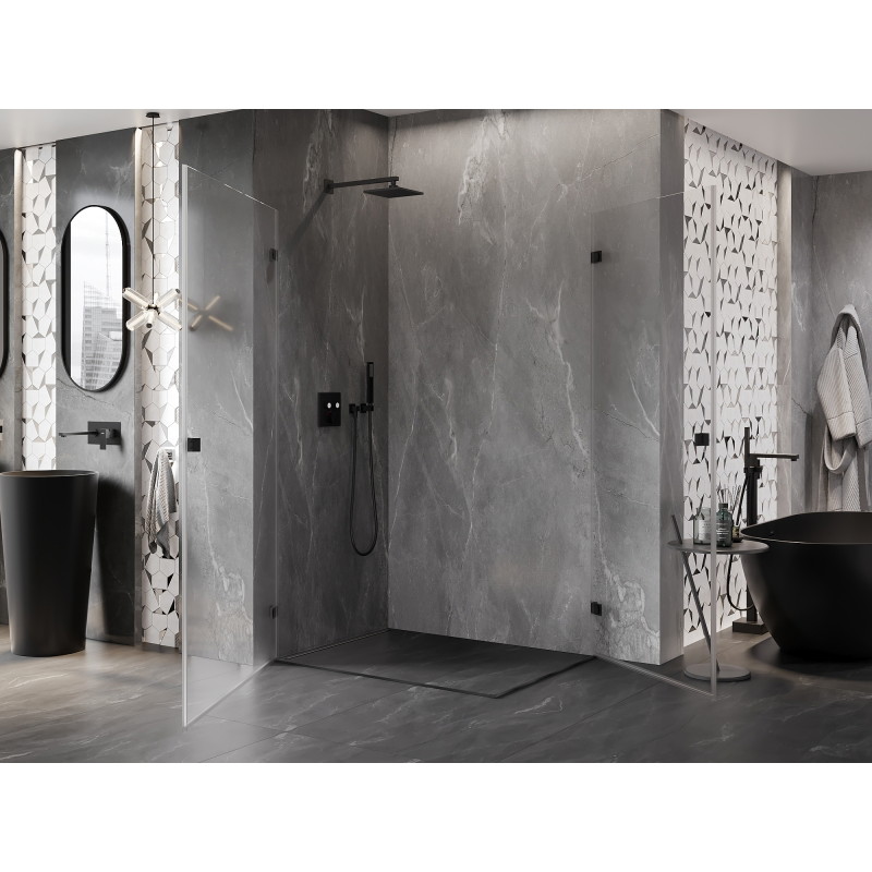 Mexen Lunar-B Duo kabina prysznicowa uchylna 95 x 90 cm, transparent, czarna - 832-095L-090P-70-00