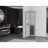 Mexen Kioto+ ścianka prysznicowa z półką Walk-in 70 x 200 cm, czarna kratka, złota - 800-070-121-50-77