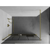 Mexen Kioto+ ścianka prysznicowa z półką Walk-in 80 x 200 cm, czarny wzór, złota - 800-080-121-50-78