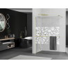 Mexen Kioto+ ścianka prysznicowa z półką Walk-in 80 x 200 cm, biały wzór, złota - 800-080-121-50-85
