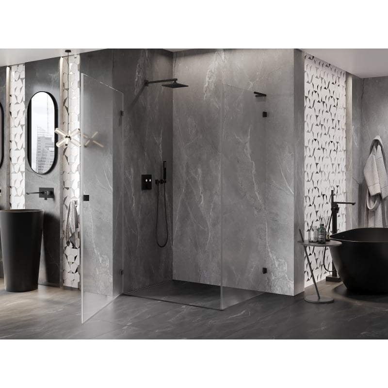 Mexen Lunar-B L kabina prysznicowa uchylna lewa 95 x 80 cm, transparent, czarna - 832L-095-080-70-00-L