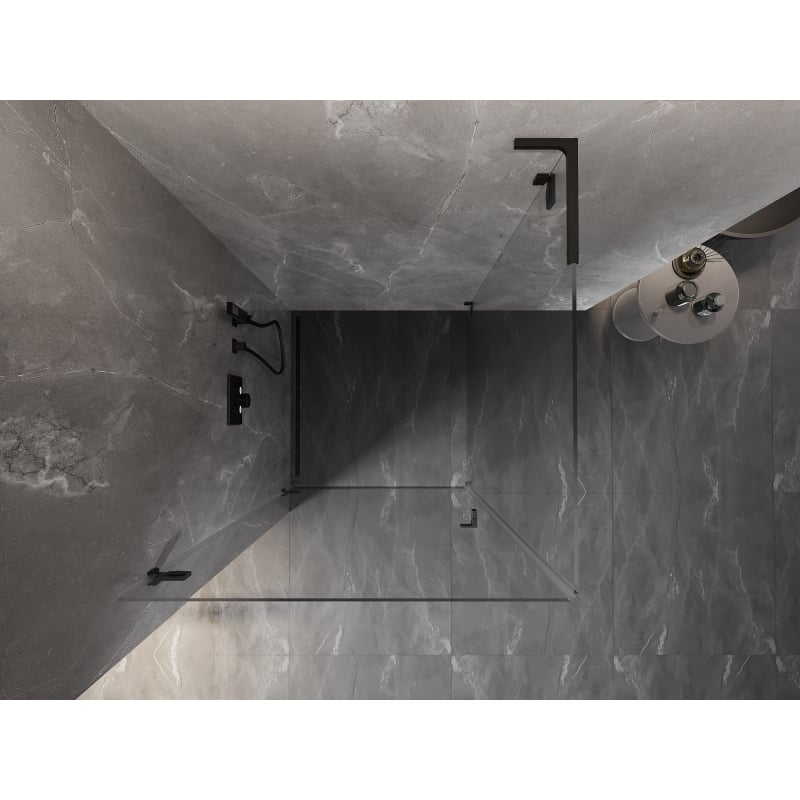 Mexen Lunar-B L kabina prysznicowa uchylna lewa 90 x 90 cm, transparent, czarna - 832L-090-090-70-00-L