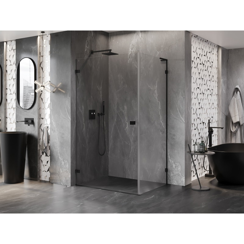 Mexen Lunar-B L kabina prysznicowa uchylna lewa 100 x 90 cm, transparent, czarna - 832L-100-090-70-00-L