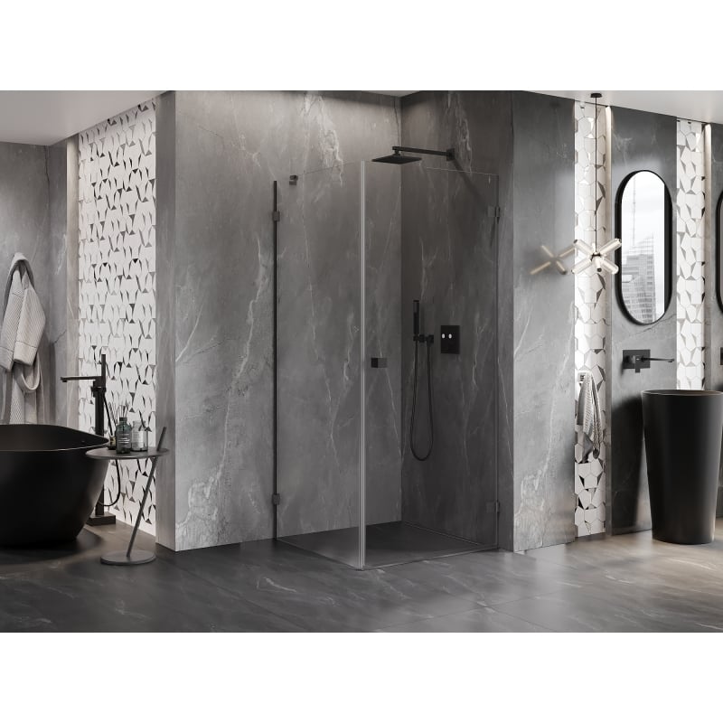 Mexen Lunar-B kabina prysznicowa uchylna prawa 80 x 80 cm, transparent, gun metal - 832-080-080-95-00-P