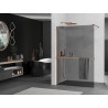 Mexen Kioto+ ścianka prysznicowa z półką Walk-in 70 x 200 cm, grafit, różowe złoto - 800-070-121-60-40