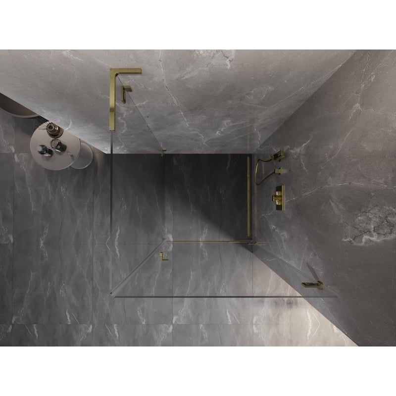 Mexen Lunar-B L kabina prysznicowa uchylna prawa 90 x 90 cm, transparent, złota - 832L-090-090-50-00-P
