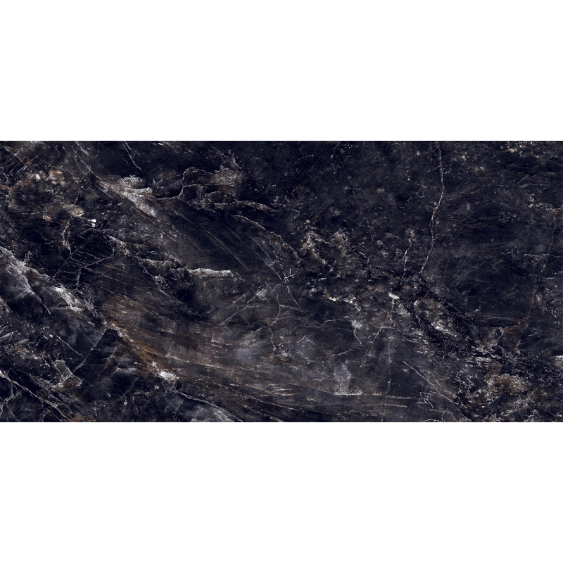 Mexen Rokocha Black gres szkliwiony rekt. G1, płytka podłogowo-ścienna 120 x 60 cm, wysoki połysk - TL205-120-060-01