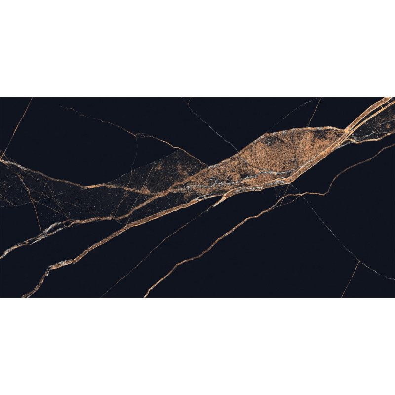 Mexen Fossil Black gres szkliwiony rekt. G1, płytka podłogowo-ścienna 120 x 60 cm, wysoki połysk - TL213-120-060-00