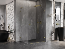 Mexen Lunar-B L kabina prysznicowa uchylna prawa 100 x 70 cm, transparent, złota szczotkowana - 832L-100-070-55-00-P