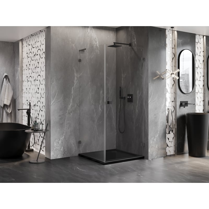 Mexen Lunar-B L kabina prysznicowa uchylna prawa 90 x 90 cm, transparent, gun metal - 832L-090-090-95-00-P