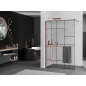 Mexen Kioto+ ścianka prysznicowa z półką Walk-in 120 x 200 cm, czarny wzór, różowe złoto - 800-120-121-60-78