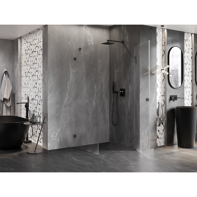 Mexen Lunar-B L kabina prysznicowa uchylna prawa 80 x 80 cm, transparent, gun gray szczotkowany - 832L-080-080-66-00-P