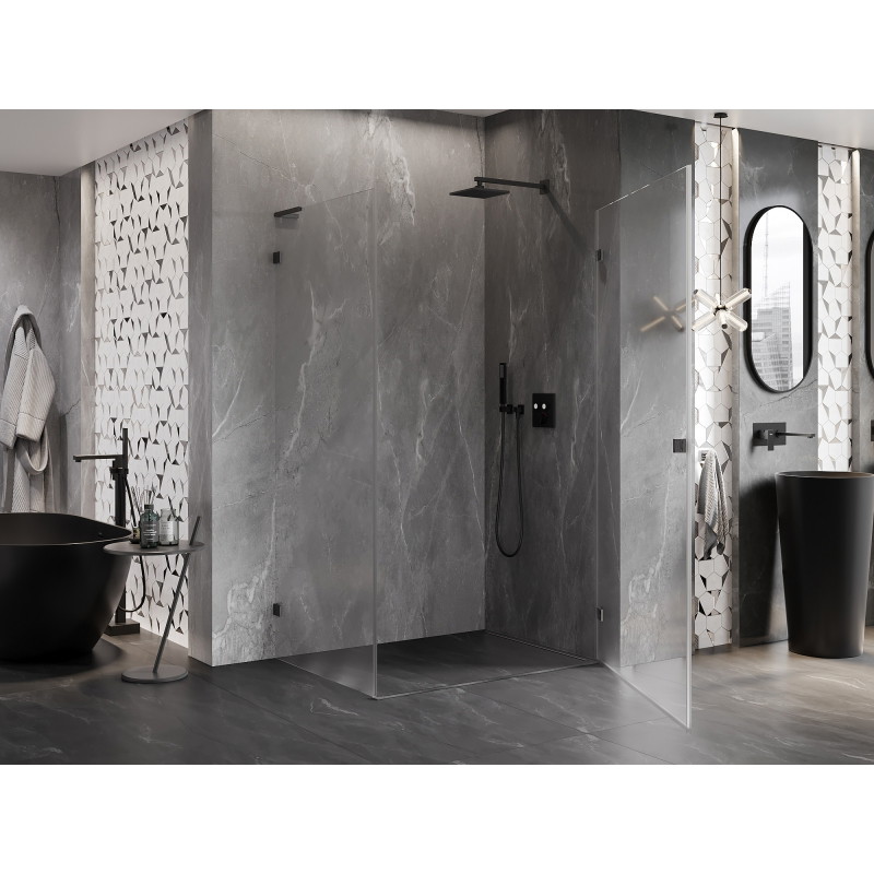 Mexen Lunar-B L kabina prysznicowa uchylna prawa 95 x 80 cm, transparent, gun gray szczotkowany - 832L-095-080-66-00-P