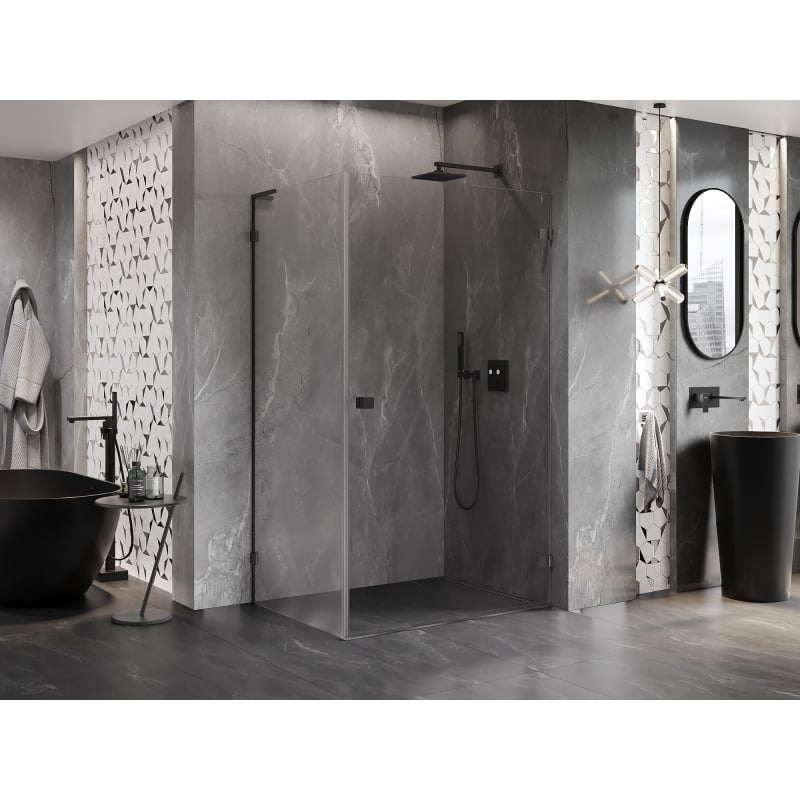 Mexen Lunar-B L kabina prysznicowa uchylna prawa 95 x 80 cm, transparent, gun gray szczotkowany - 832L-095-080-66-00-P