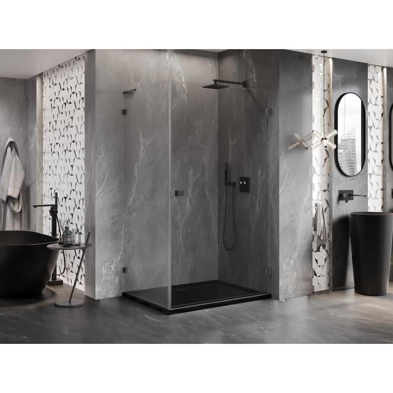 Mexen Lunar-B L kabina prysznicowa uchylna prawa 95 x 90 cm, transparent, gun gray szczotkowany - 832L-095-090-66-00-P
