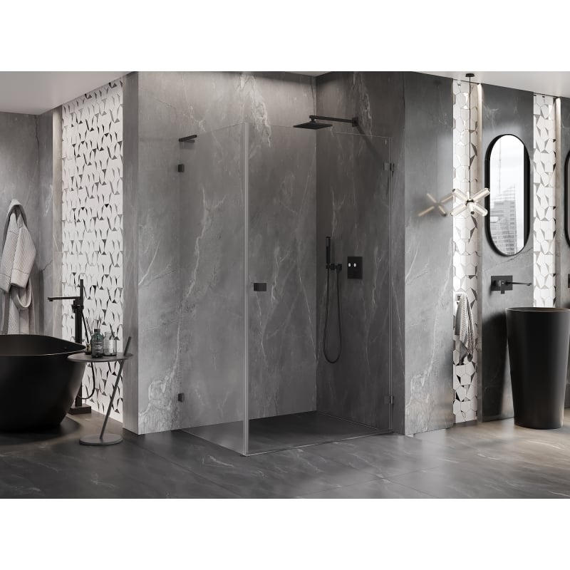 Mexen Lunar-B L kabina prysznicowa uchylna prawa 95 x 90 cm, transparent, gun gray szczotkowany - 832L-095-090-66-00-P