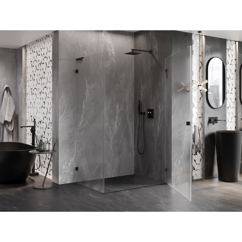 Mexen Lunar-B L kabina prysznicowa uchylna prawa 85 x 80 cm, transparent, czarna - 832L-085-080-70-00-P