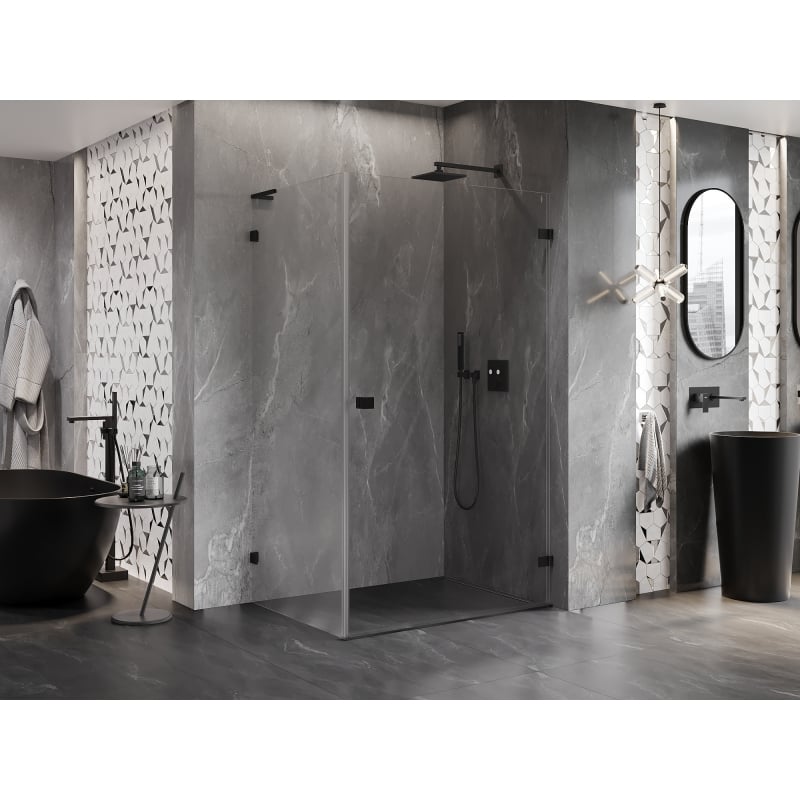 Mexen Lunar-B L kabina prysznicowa uchylna prawa 85 x 80 cm, transparent, czarna - 832L-085-080-70-00-P