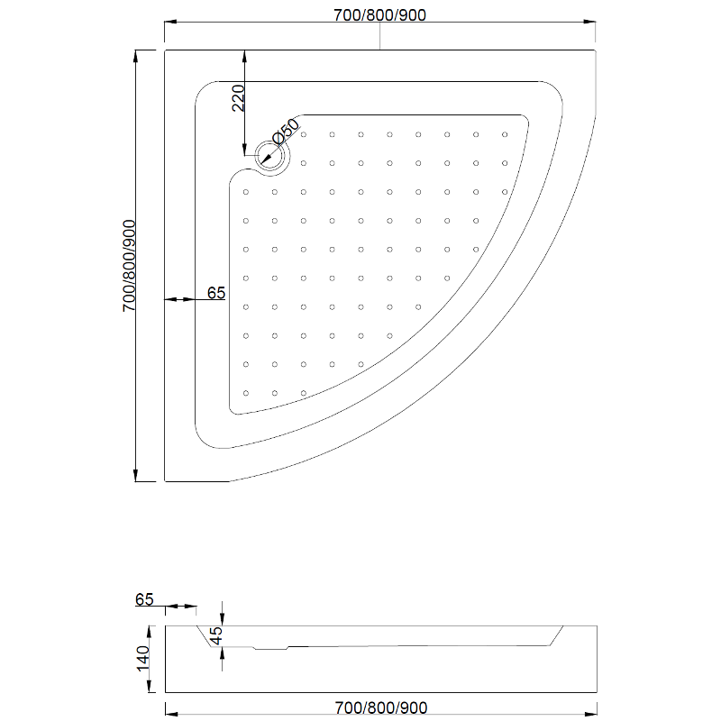Mexen Rio kabina prysznicowa półokrągła 70 x 70 cm, transparent, chrom + brodzik Rio, biały - 863-070-070-01-00-4710