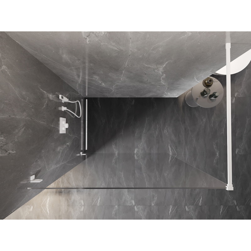 Mexen Lunar ścianka prysznicowa Walk-in lewa 50 x 200 cm, transparent 8 mm, biała - 830-050-000-20-00-L