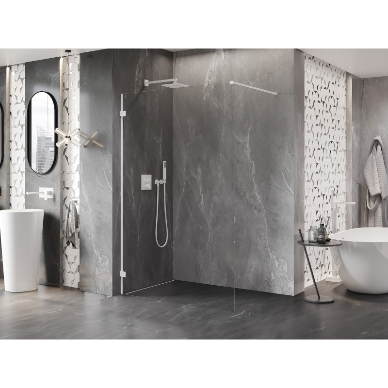 Mexen Lunar ścianka prysznicowa Walk-in lewa 70 x 200 cm, transparent 8 mm, biała - 830-070-000-20-00-L