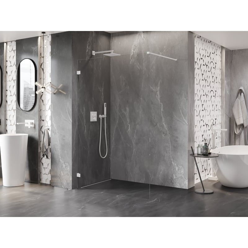 Mexen Lunar ścianka prysznicowa Walk-in lewa 70 x 200 cm, transparent 8 mm, biała - 830-070-000-20-00-L