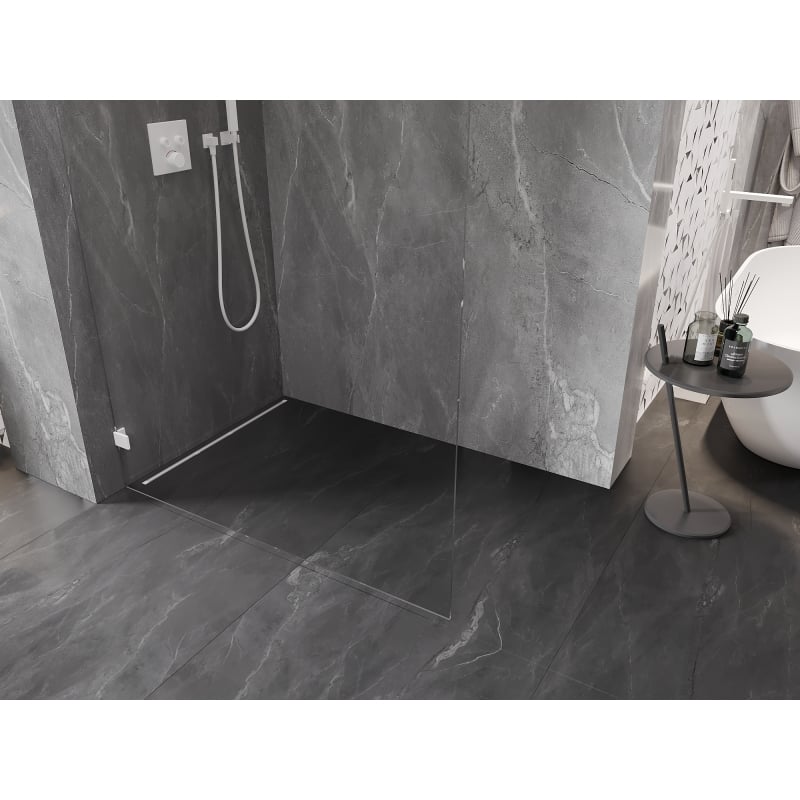 Mexen Lunar ścianka prysznicowa Walk-in lewa 80 x 200 cm, transparent 8 mm, biała - 830-080-000-20-00-L