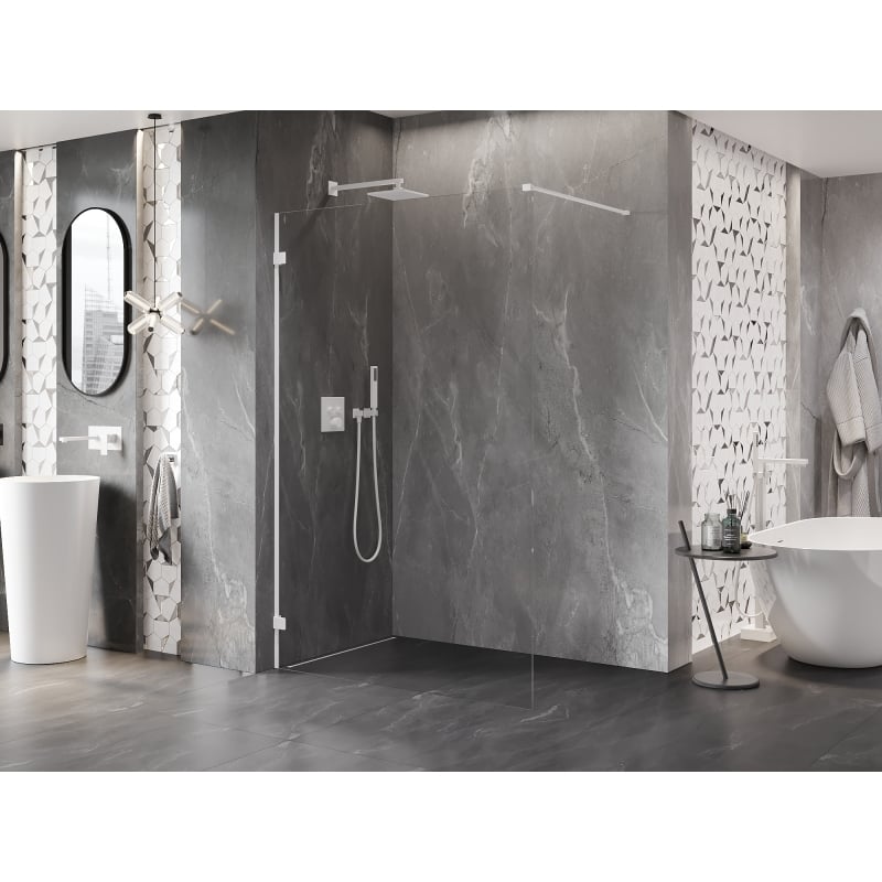 Mexen Lunar ścianka prysznicowa Walk-in lewa 80 x 200 cm, transparent 8 mm, biała - 830-080-000-20-00-L