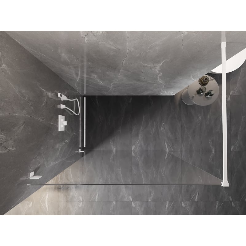 Mexen Lunar ścianka prysznicowa Walk-in lewa 140 x 200 cm, transparent 8 mm, biała - 830-140-000-20-00-L