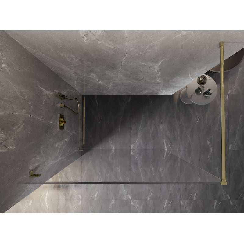 Mexen Lunar ścianka prysznicowa Walk-in lewa 60 x 200 cm, transparent 8 mm, złota - 830-060-000-50-00-L