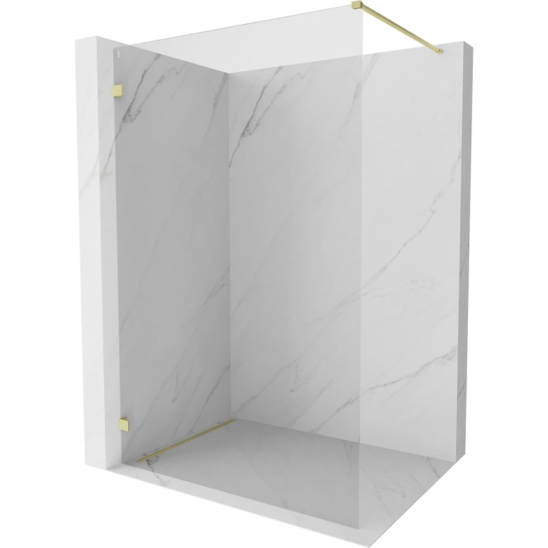 Mexen Lunar ścianka prysznicowa Walk-in lewa 90 x 200 cm, transparent 8 mm, złota szczotkowana - 830-090-000-55-00-L