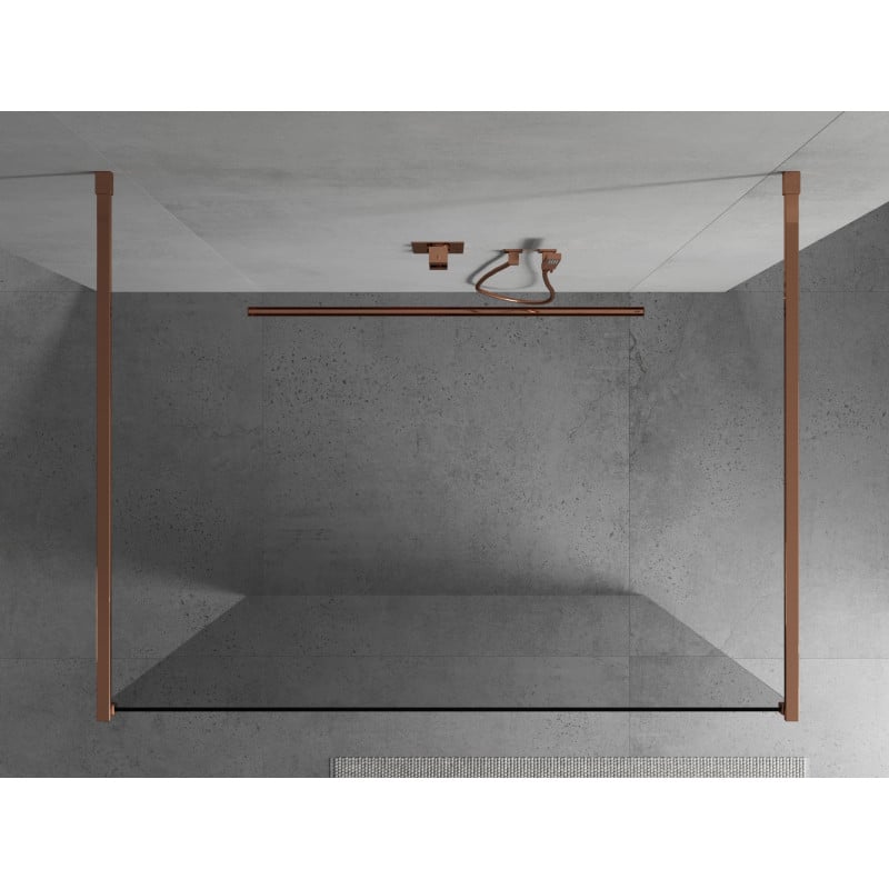 Mexen Kioto ścianka prysznicowa wolnostojąca 100 x 200 cm, transparent 8 mm, różowe złoto - 800-100-002-60-00
