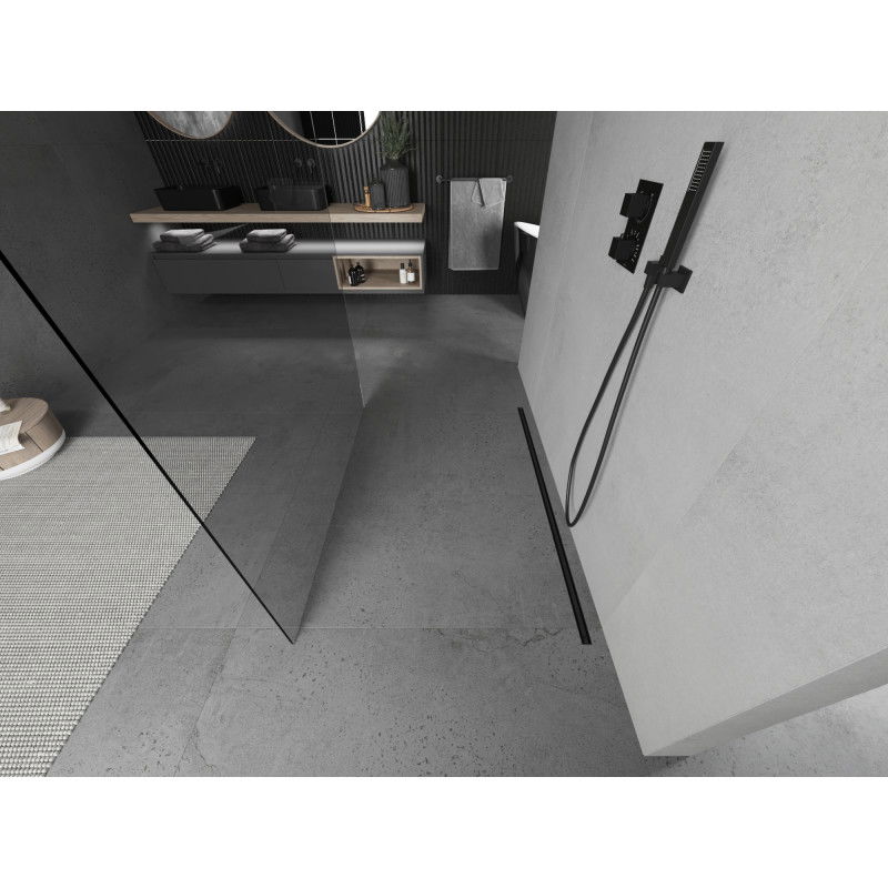 Mexen Kioto ścianka prysznicowa wolnostojąca 100 x 200 cm, transparent 8 mm, czarna - 800-100-002-70-00