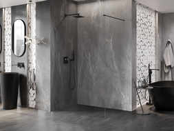 Mexen Lunar ścianka prysznicowa Walk-in lewa 90 x 200 cm, transparent 8 mm, gun gray szczotkowany - 830-090-000-66-00-L