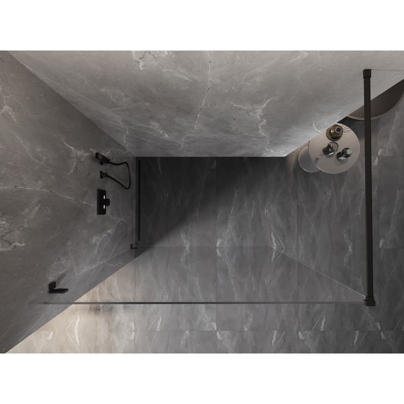 Mexen Lunar ścianka prysznicowa Walk-in lewa 50 x 200 cm, transparent 8 mm, czarna - 830-050-000-70-00-L