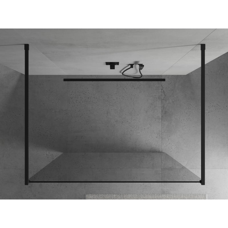 Mexen Kioto ścianka prysznicowa wolnostojąca 140 x 200 cm, transparent 8 mm, czarna - 800-140-002-70-00