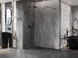 Mexen Lunar ścianka prysznicowa Walk-in lewa 110 x 200 cm, transparent 8 mm, czarna - 830-110-000-70-00-L