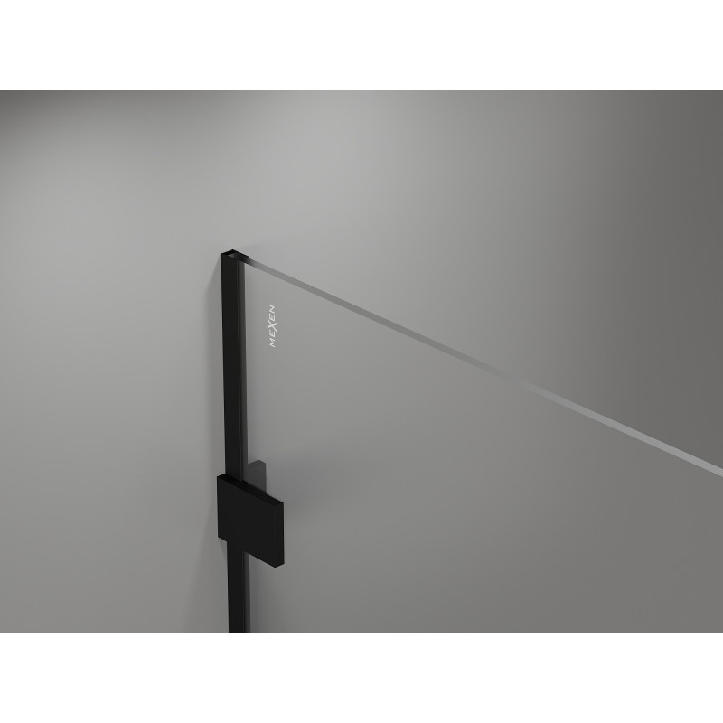 Mexen Lunar ścianka prysznicowa Walk-in lewa 130 x 200 cm, transparent 8 mm, czarna - 830-130-000-70-00-L