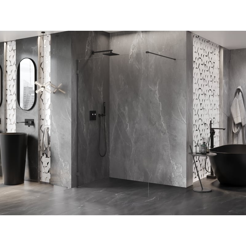 Mexen Lunar ścianka prysznicowa Walk-in lewa 150 x 200 cm, transparent 8 mm, gun metal - 830-150-000-95-00-L